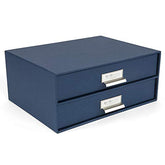 Bigso Birger 2-Drawer Doc Letter Box - 5.7x13x9.8in Blue