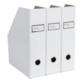 Bigso Fiona 3pc. White Fiberboard Upright Magazine Storage Boxes 10" x 12.5" x 3.3"