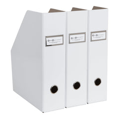Bigso Fiona 3pc. White Fiberboard Upright Magazine Storage Boxes 10" x 12.5" x 3.3"