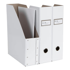 Bigso Fiona 3pc. White Fiberboard Upright Magazine Storage Boxes 10" x 12.5" x 3.3"