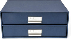 Bigso Birger 2-Drawer Doc Letter Box - 5.7x13x9.8in Blue