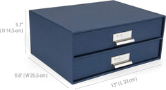 Bigso Birger 2-Drawer Doc Letter Box - 5.7x13x9.8in Blue