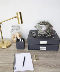 Bigso Birger 2-Drawer Doc Letter Box - 5.7x13x9.8in Blue