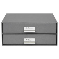 Bigso Birger 2-Drawer Doc Letter Box - 5.7x13x9.8in Gray