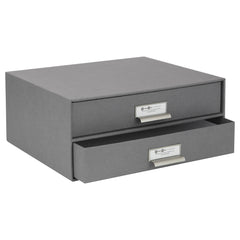 Bigso Birger 2-Drawer Doc Letter Box - 5.7x13x9.8in Gray