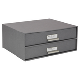 Bigso Birger 2-Drawer Doc Letter Box - 5.7x13x9.8in Gray