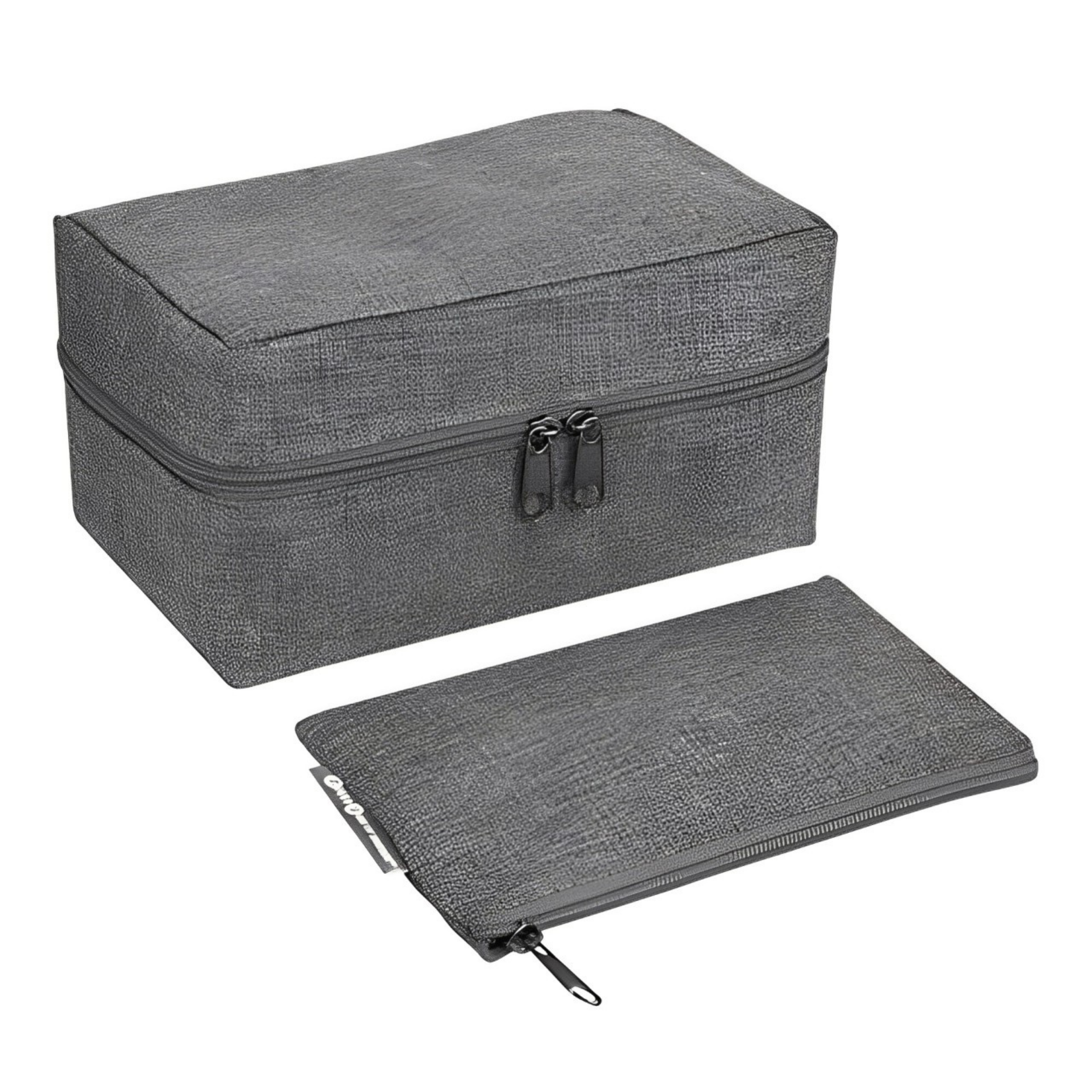 Bigso Grey Travel Organizer with Four Lid Compartments 8.7" x 5.1" x 4.7"