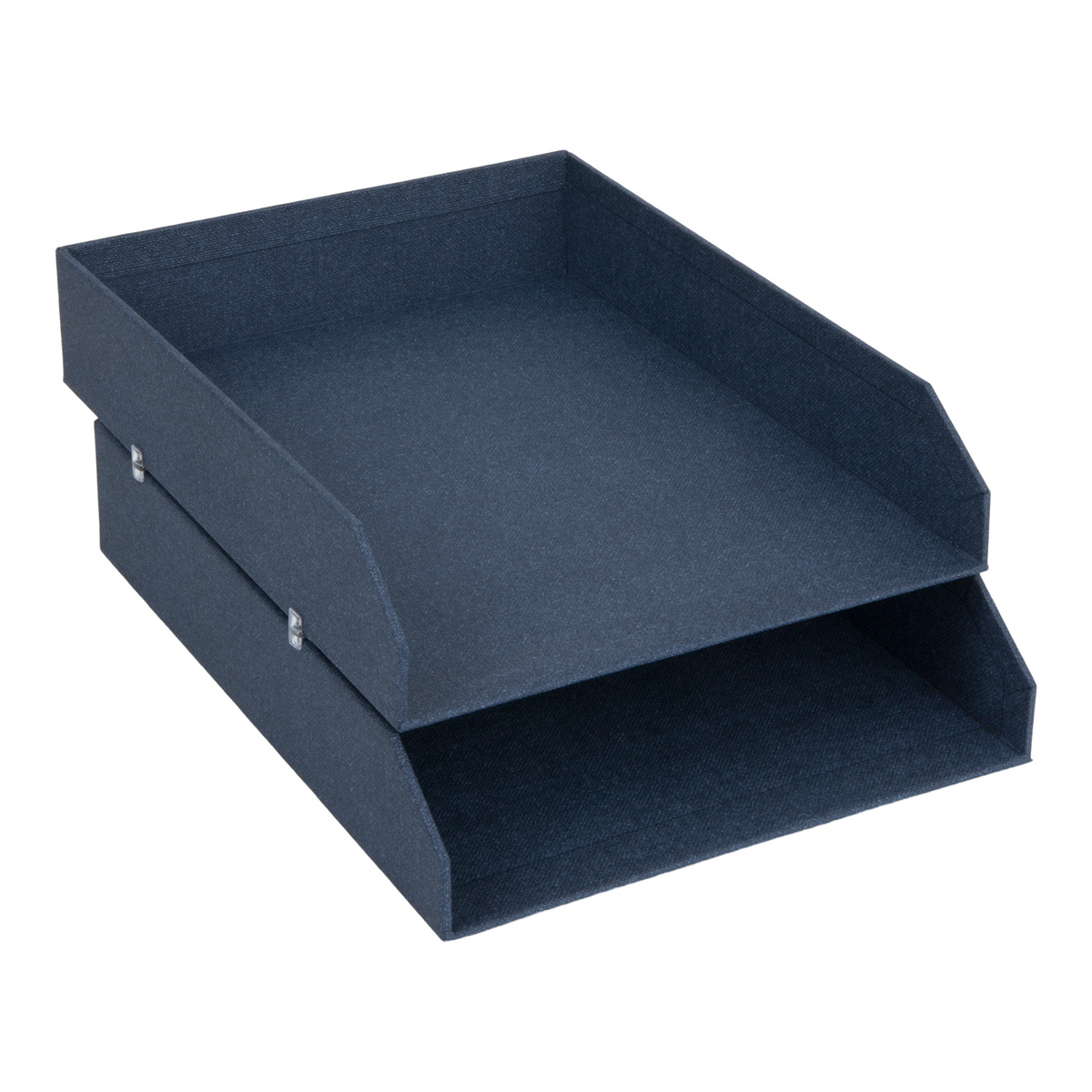 Bigso Hakan Blue Stackable Canvas Letter Organizer Trays for A4 or Letter Size Documents Pack of 2, 9.1” x 12.2” x 2.4"