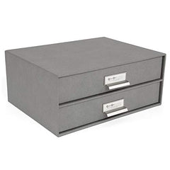 Bigso Birger 2-Drawer Doc Letter Box - 5.7x13x9.8in Gray