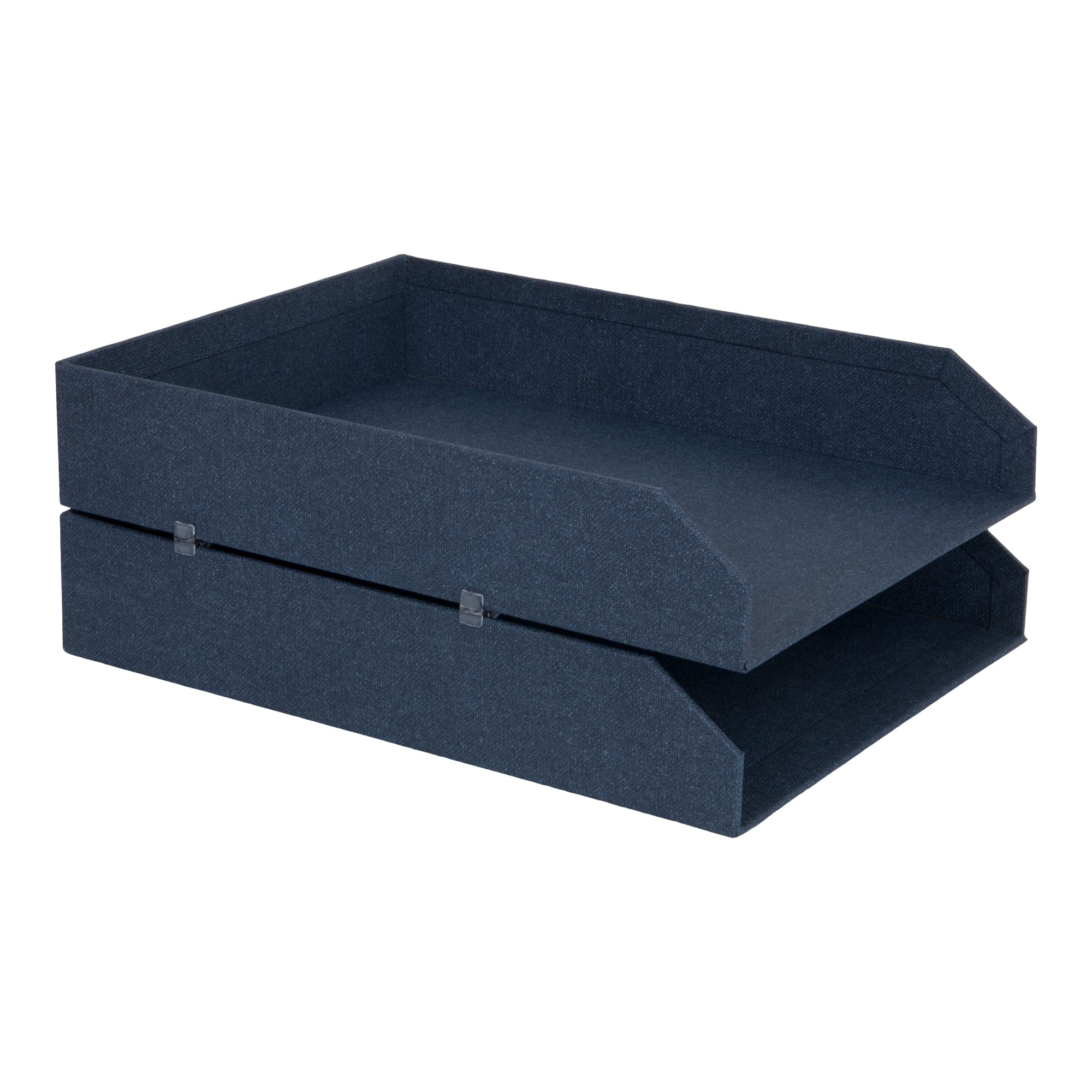 Bigso Hakan Blue Stackable Canvas Letter Organizer Trays for A4 or Letter Size Documents Pack of 2, 9.1” x 12.2” x 2.4"