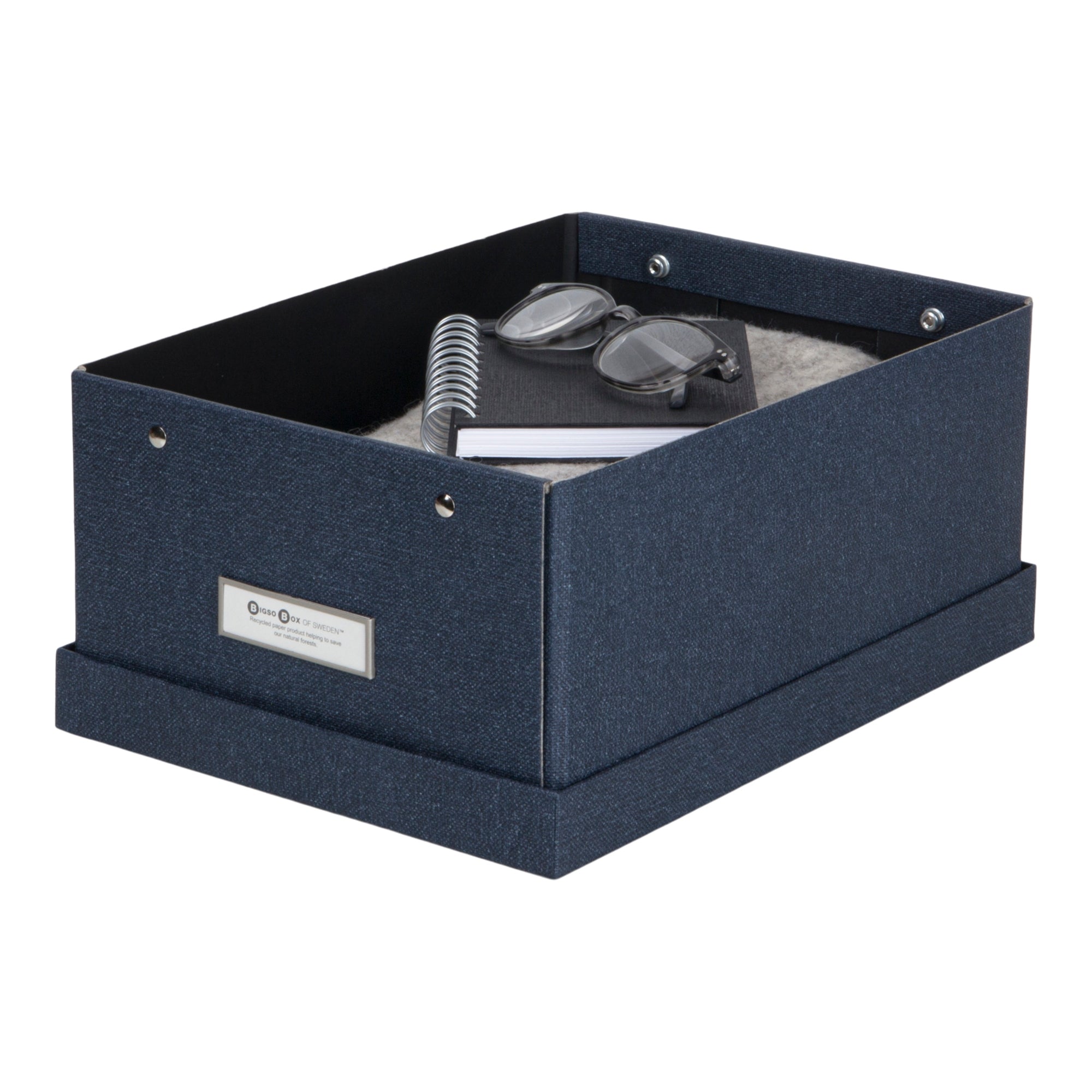 Bigso Katrin KD Blue Collapsible Storage Box | Photo Storage Box | 13.5" x 17.6" x 7.2"