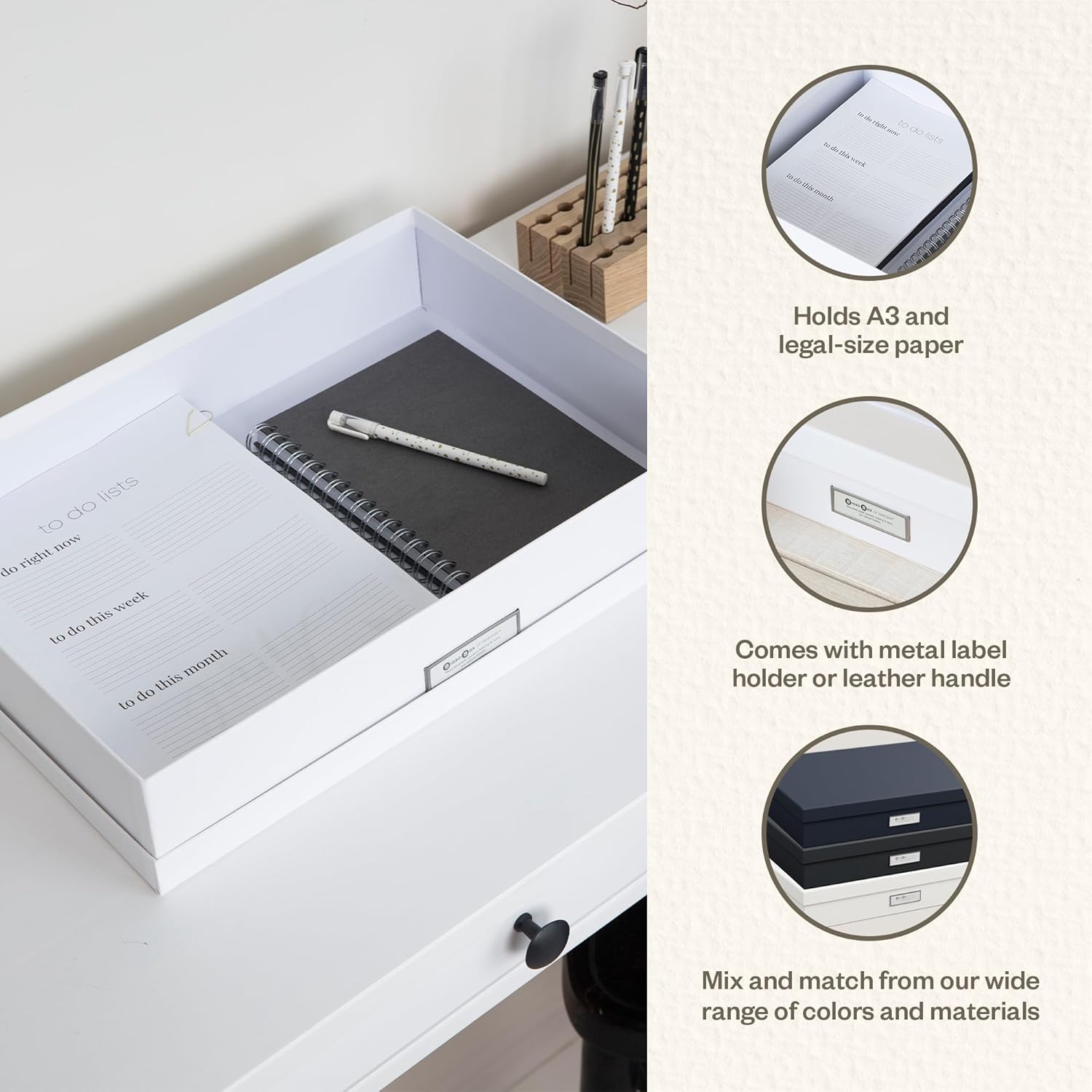 Bigso Sverker Legal/Art Storage - 3.3x17.1x12.2in White