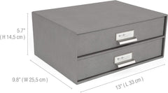 Bigso Birger 2-Drawer Doc Letter Box - 5.7x13x9.8in Gray
