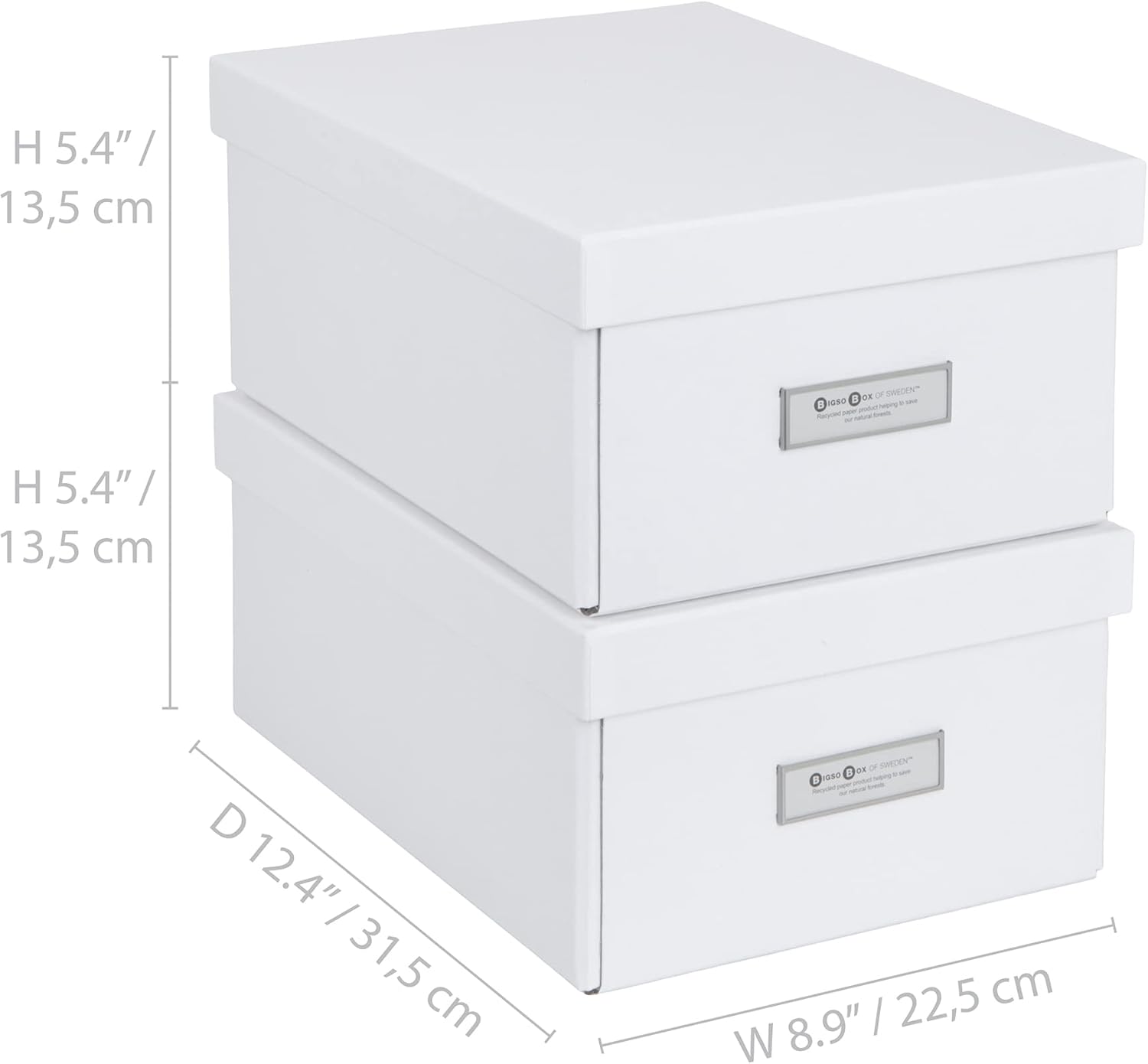 Bigso Karin Collapsible Storage Box - Photo Storage Box - 2 Pack - White