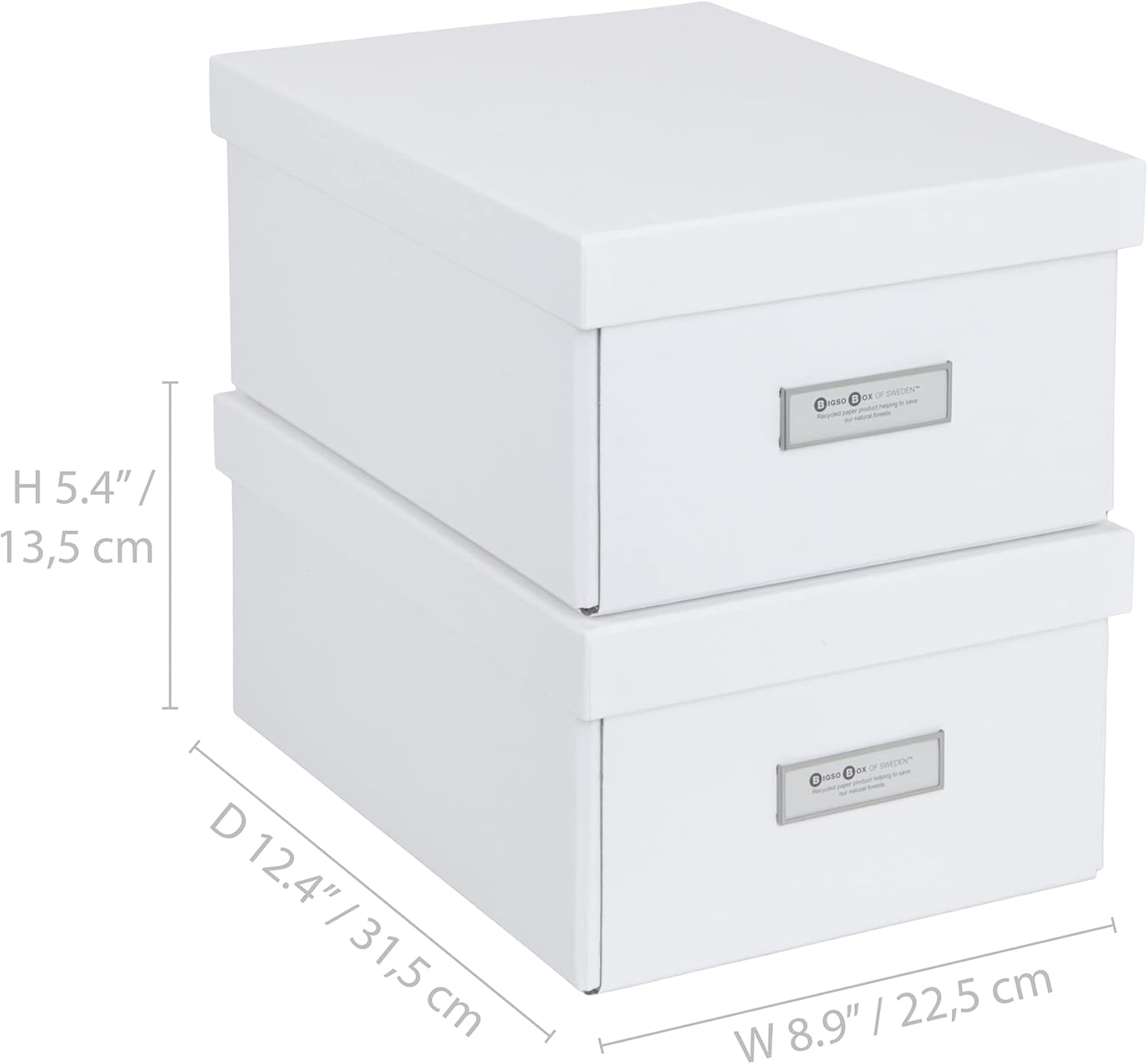 Bigso Karin Collapsible Storage Box - Photo Storage Box - 2 Pack - White