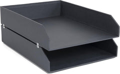 Bigso Hakan 2-Tier Stackable Letter Tray - 2.5x9x12.2" Dark Gray