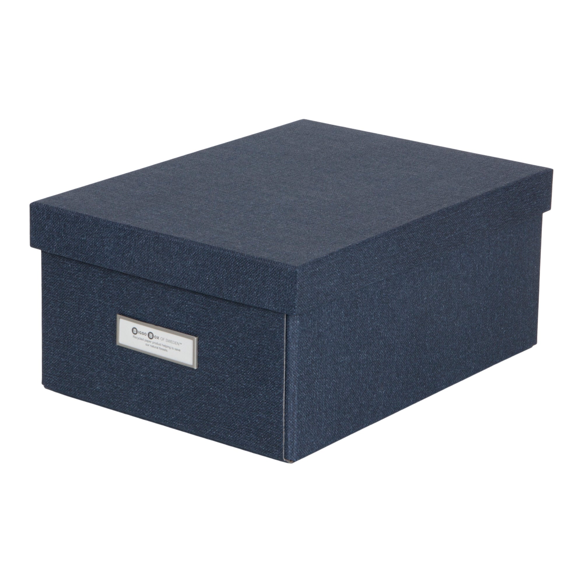 Bigso Katrin KD Blue Collapsible Storage Box | Photo Storage Box | 13.5" x 17.6" x 7.2"