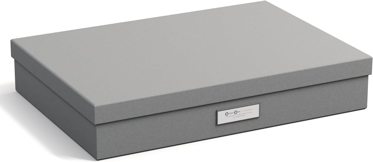 Bigso Sverker Canvas Fiberboard Legal/Art Storage Box, 3.3" x 17.1" x 12.2"