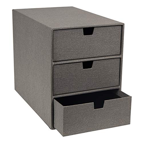 Bigso Ingrid 3-Drawer Canvas Fiberboard Desk Organizer, 8.1" x 6.3" x 9.9"