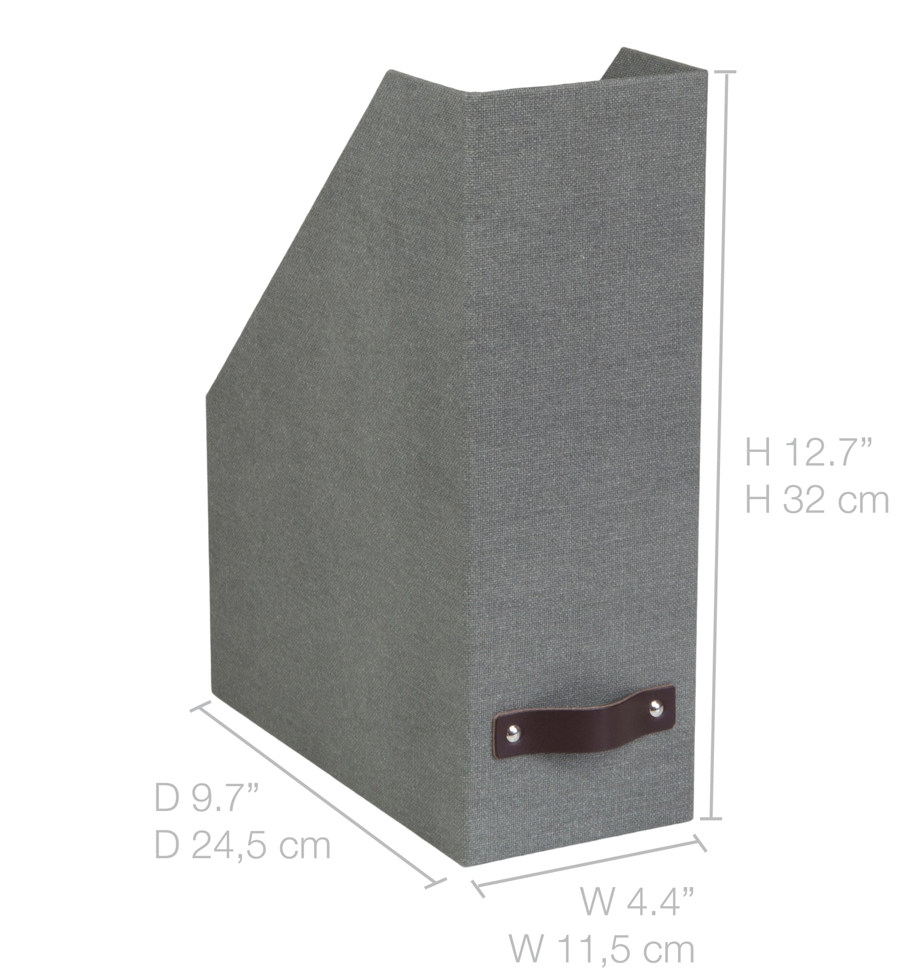 Bigso Estelle Gray Canvas Fiberboard Upright Magazine Storage Box 3 Pack 12.6″ x 13.5″ x 9.8″