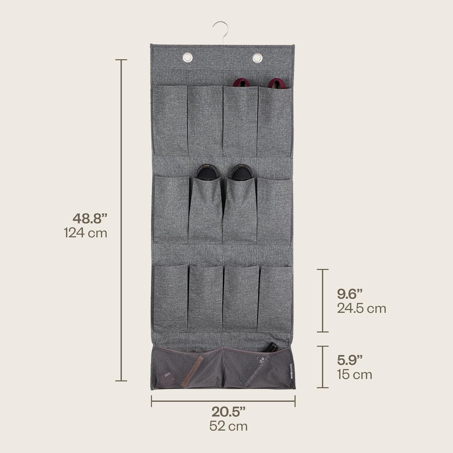 Bigso Soft Storage Hanging Pocket Closet Organizer l 20.5” x 48.8”