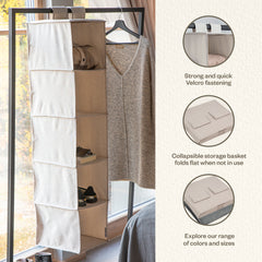 Bigso Soft Storage Hanging Closet Organizer for Closet Rods | 11.8” x 11.8” x 52.6”