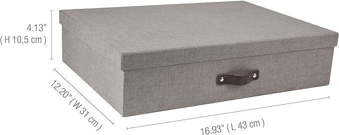 Bigso Jakob Grey Canvas Fiberboard 12 Compartment Storage Box 17.2’’ x 12.2’’ x 4.2’’