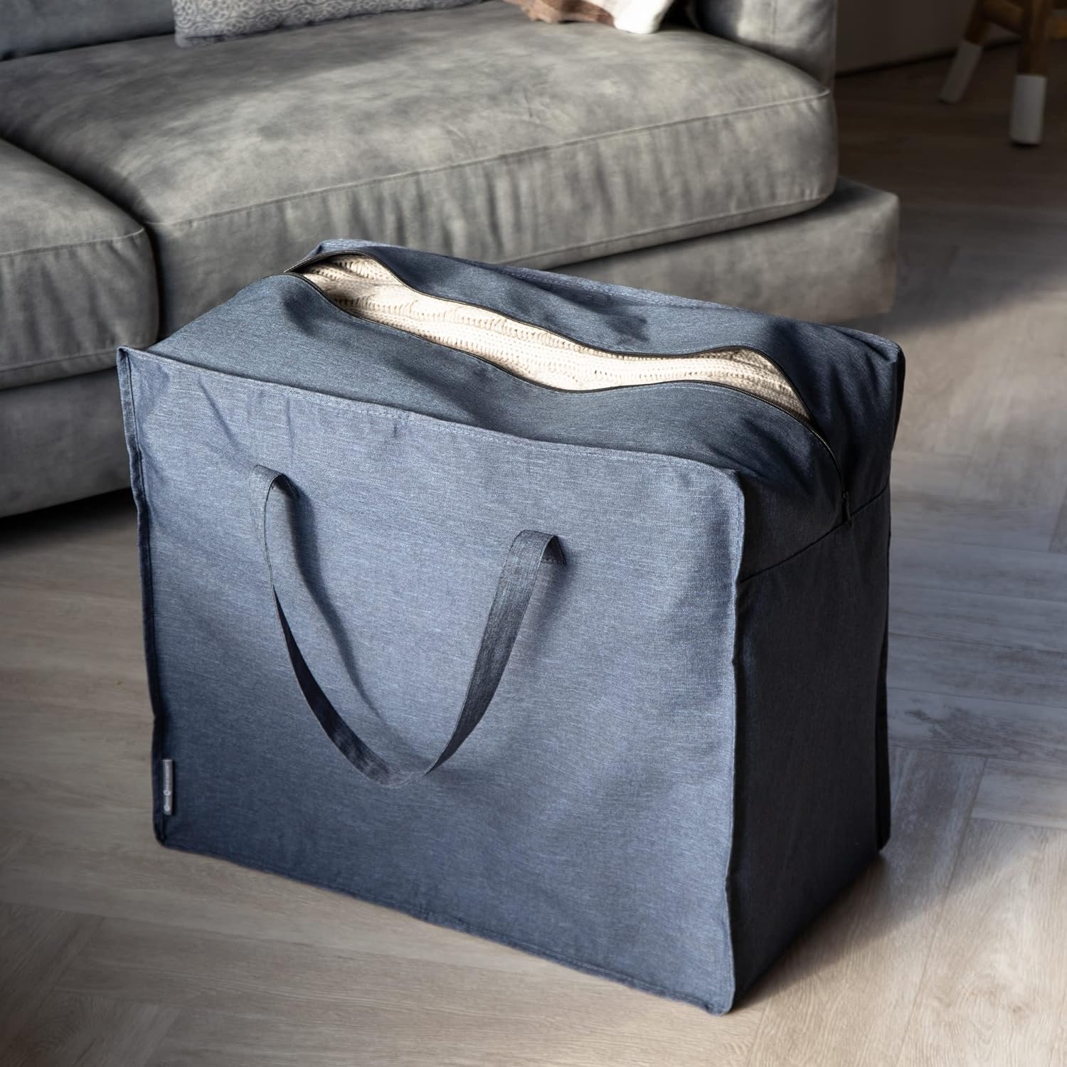 Bigso Soft Storage Bag XL | Blanket Storage Bags with Zipper | 23.6” x 11.8” x 19.7”