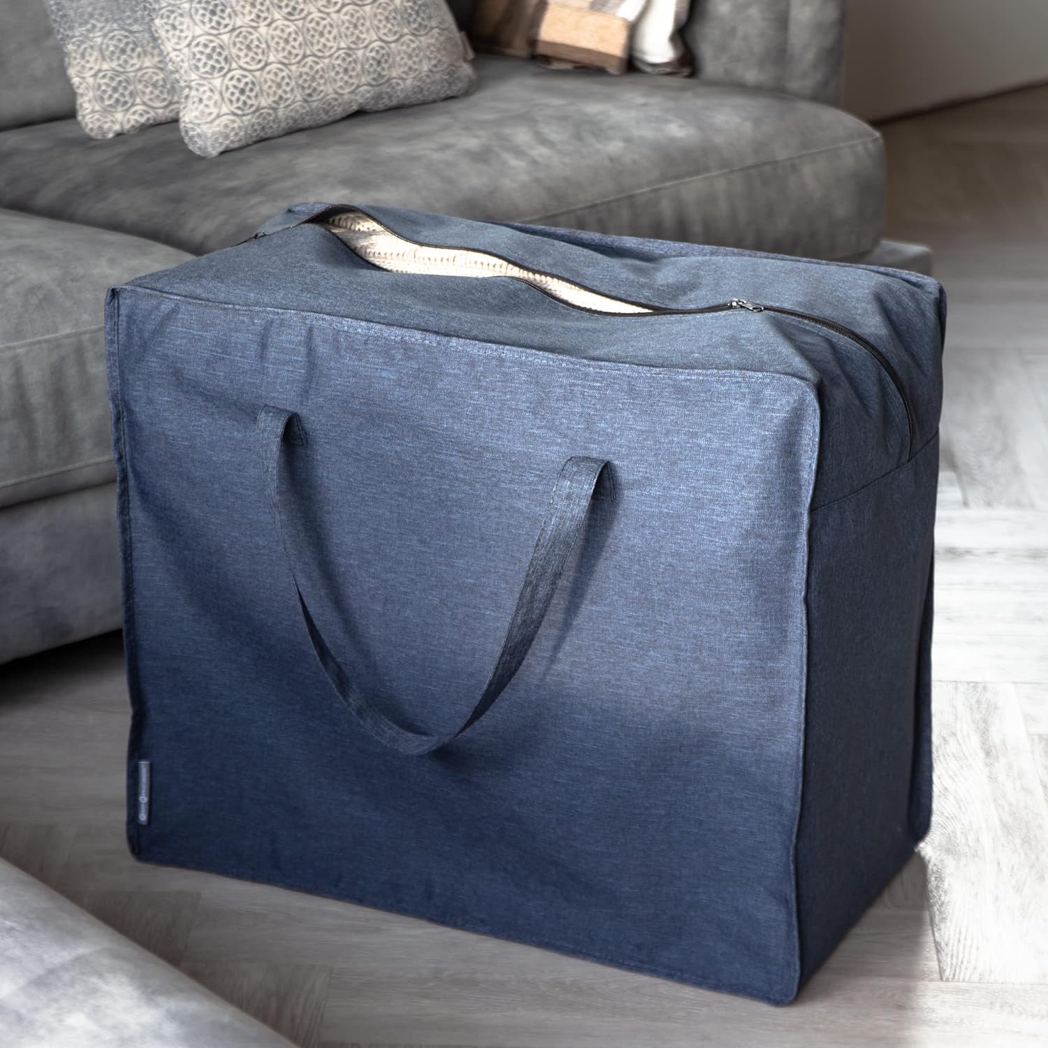 Bigso Soft Storage Bag XL | Blanket Storage Bags with Zipper | 23.6” x 11.8” x 19.7”