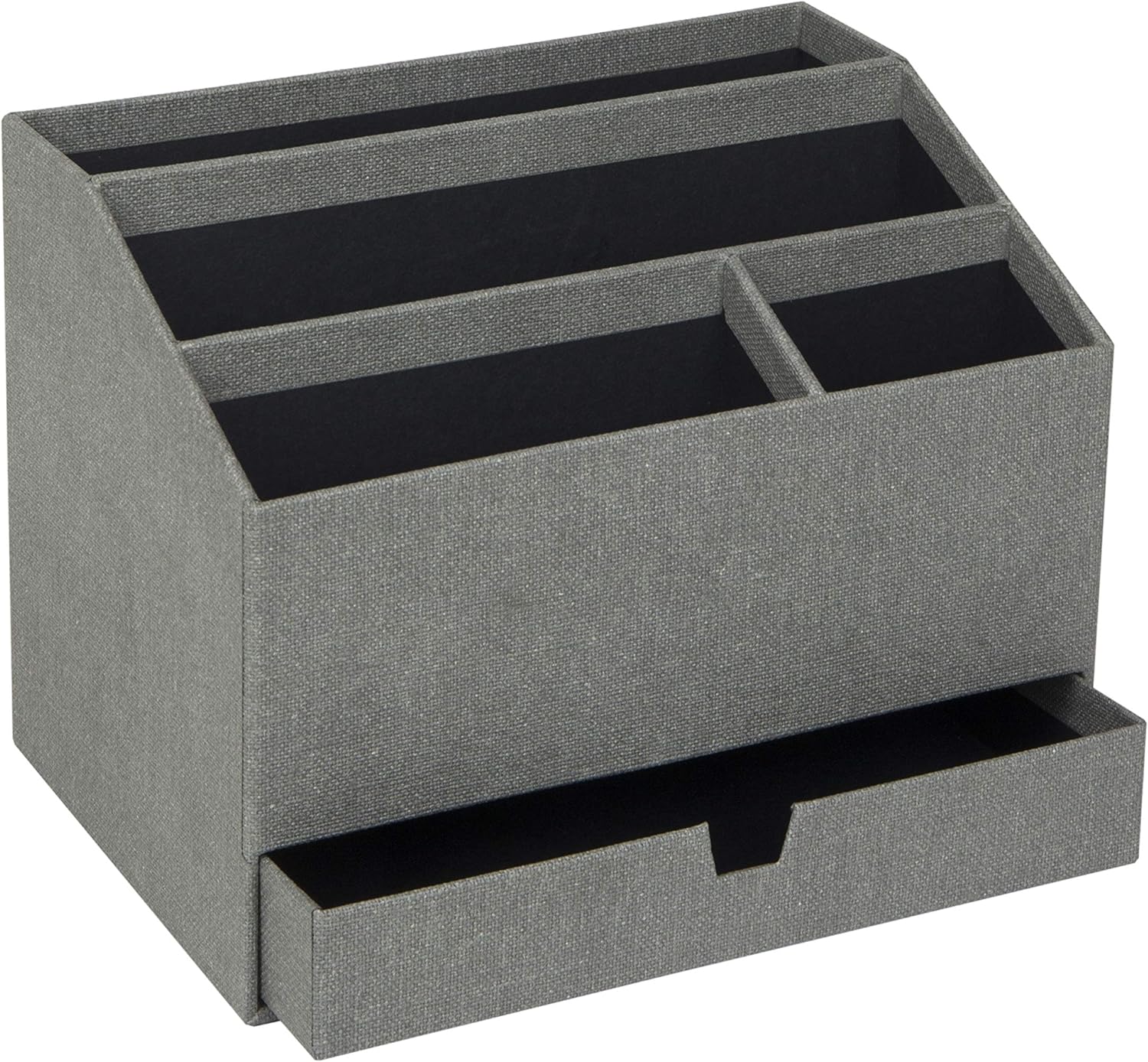 Bigso Greta Grey Desktop Organizer with 4 Compartments and Drawer 9.4” x 6.2” x 7.2”