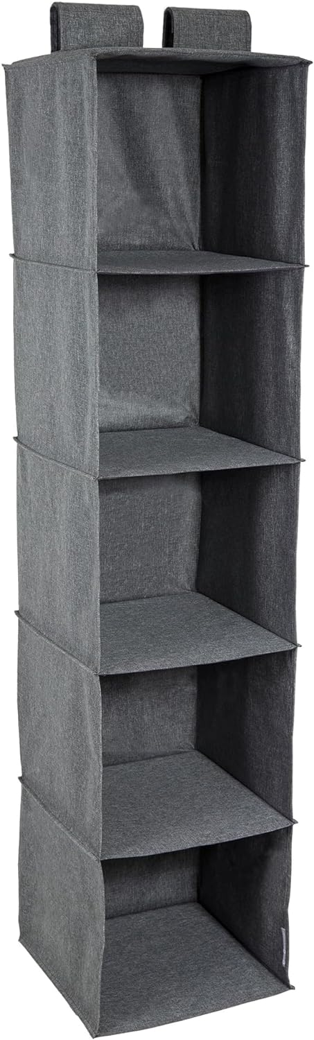 Bigso Soft Storage Hanging Closet Organizer for Closet Rods | 11.8” x 11.8” x 52.6”