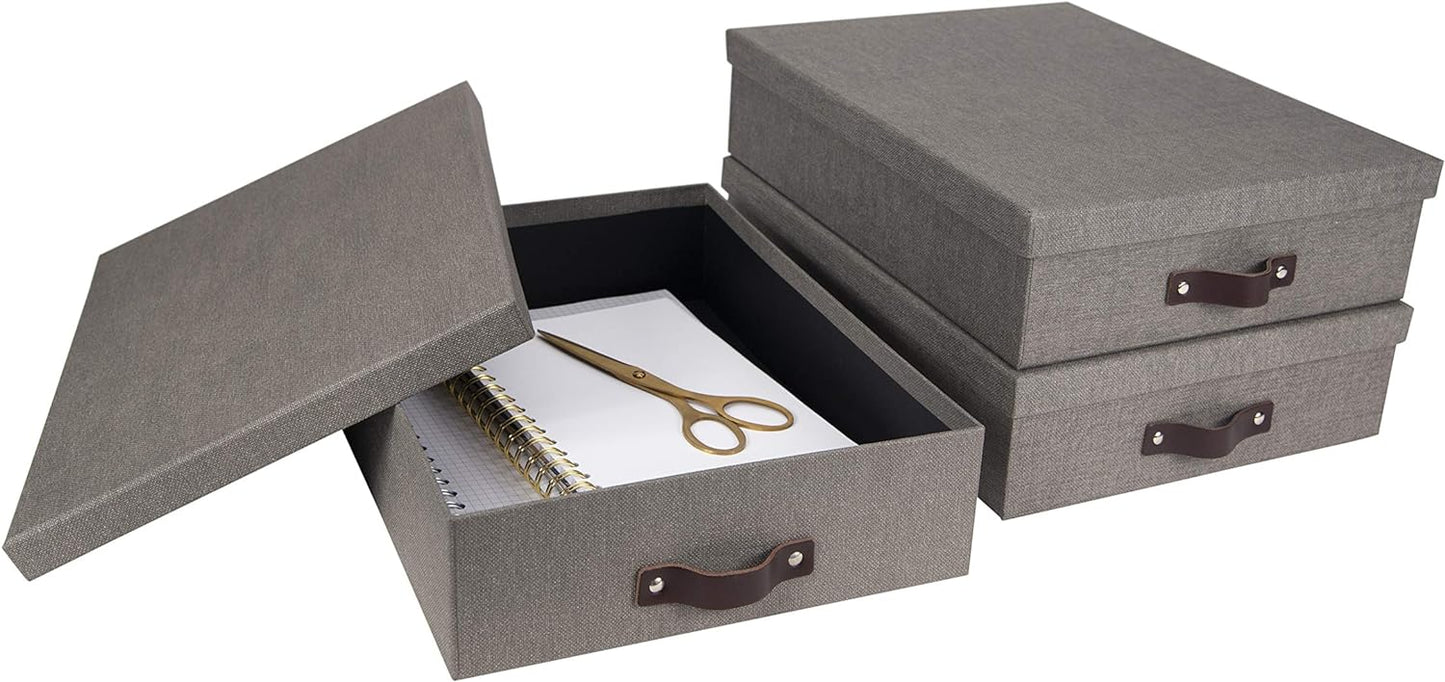 Bigso Oskar Canvas Fiberboard Document Letter Box 3 Pack