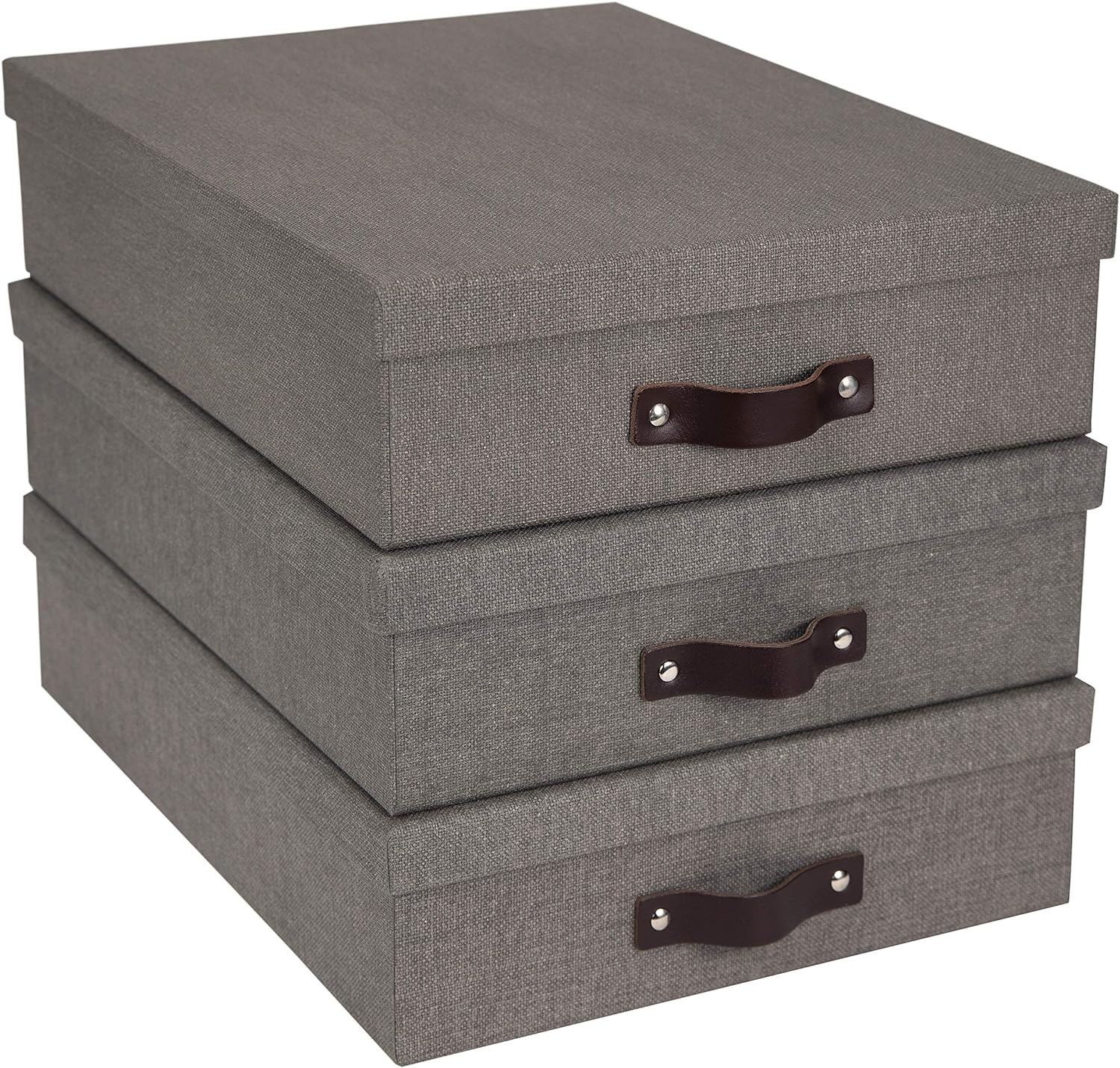 Bigso Oskar Canvas Fiberboard Document Letter Box 3 Pack