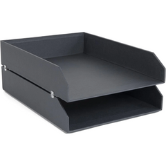 Bigso Hakan 2-Tier Stackable Letter Tray - 2.5x9x12.2" Dark Gray