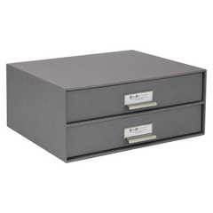 Bigso Birger 2-Drawer Doc Letter Box - 5.7x13x9.8in Gray