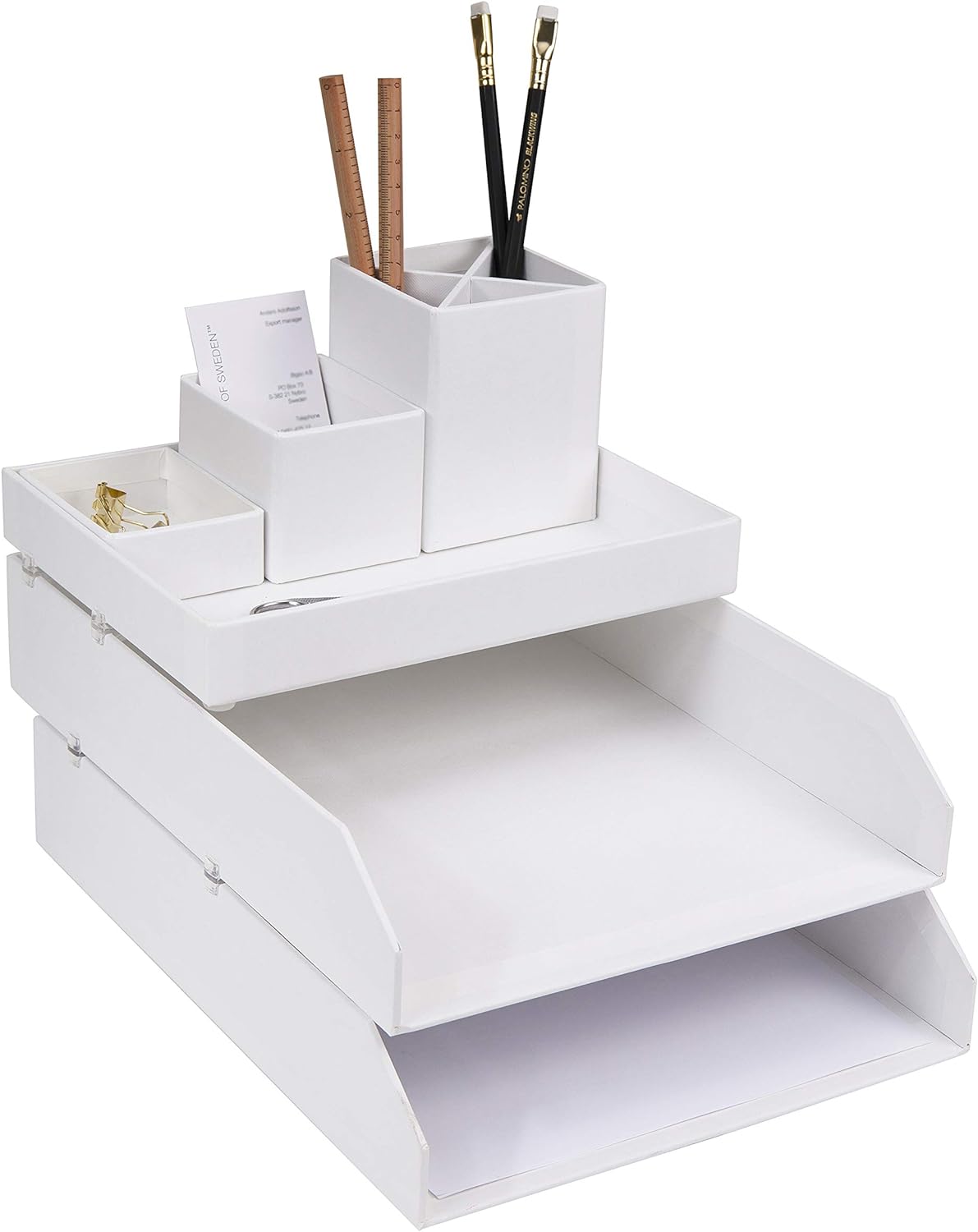 Bigso Hakan Fiberboard Two Tier Stackable Letter/Document Tray, 2.5" x 9" x 12.2"