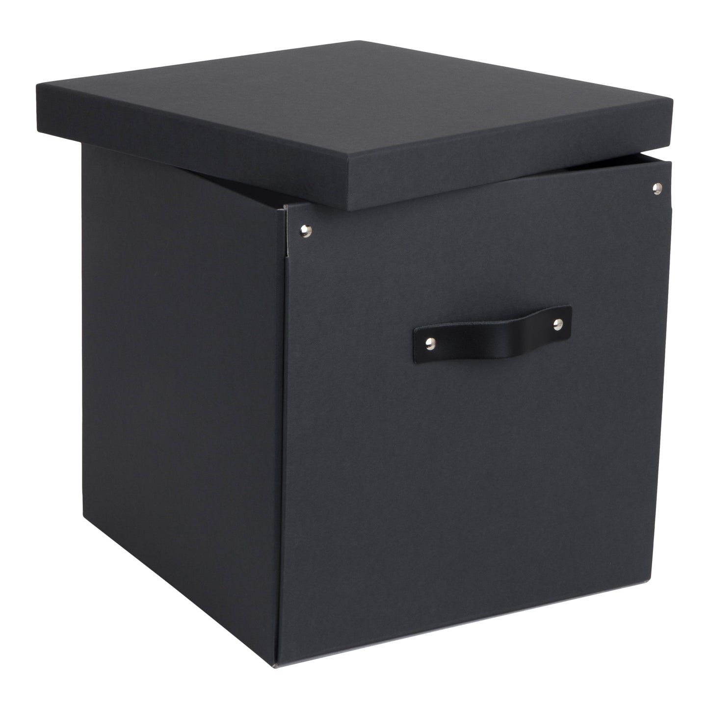 Bigso Logan Collapsible Storage Box KD with Lid for Shelves and Cubical Room Organizers 12.4’’ x 12.4’’ x 12.2’’