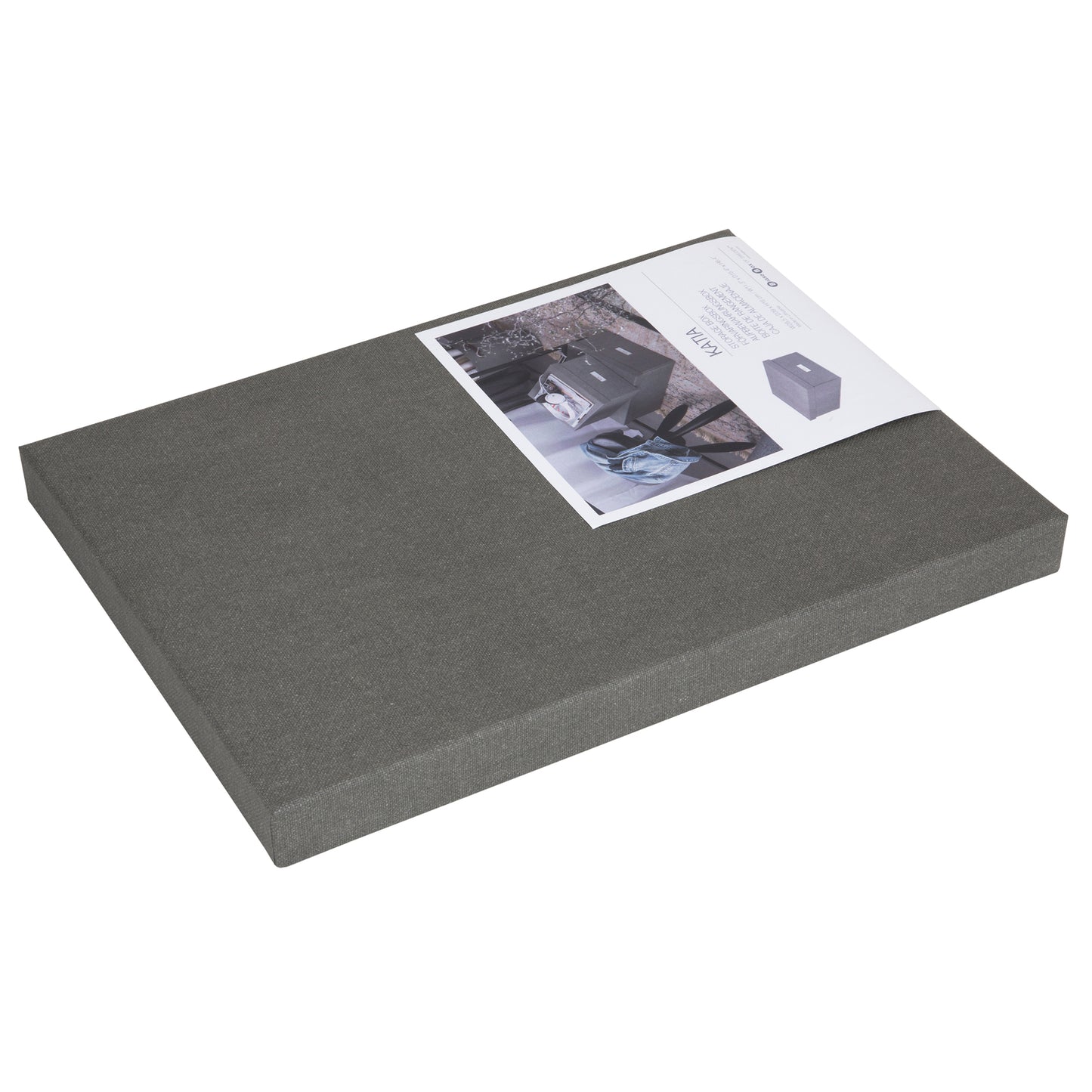 Bigso Katia KD Grey Collapsible Photo Storage Box 11.3"x15.4"x6.4"