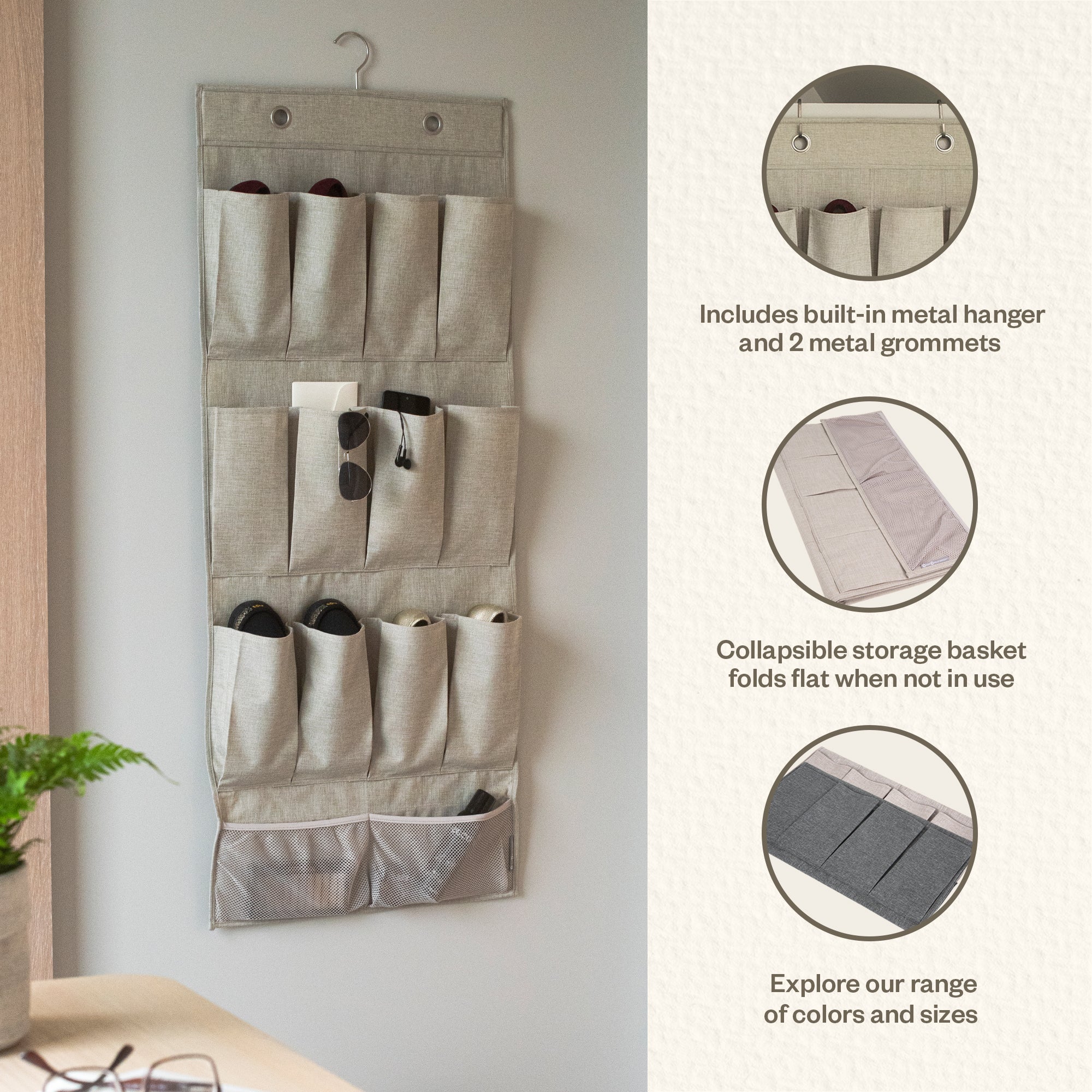 Bigso Soft Storage Hanging Pocket Closet Organizer l 20.5” x 48.8”