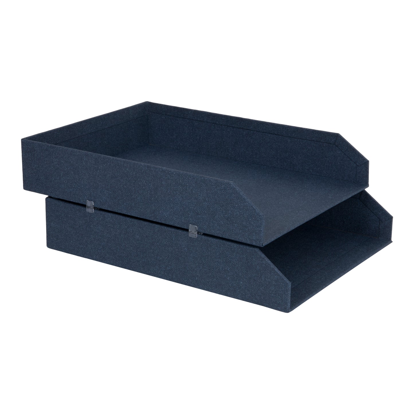 Bigso Hakan Blue Stackable Canvas Letter Organizer Trays for A4 or Letter Size Documents Pack of 2, 9.1” x 12.2” x 2.4"